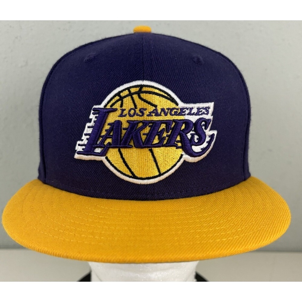 Los Angeles Lakers New Era 59Fifty 7 1/4 Fitted Hat Cap Purple Gold Wool Blend